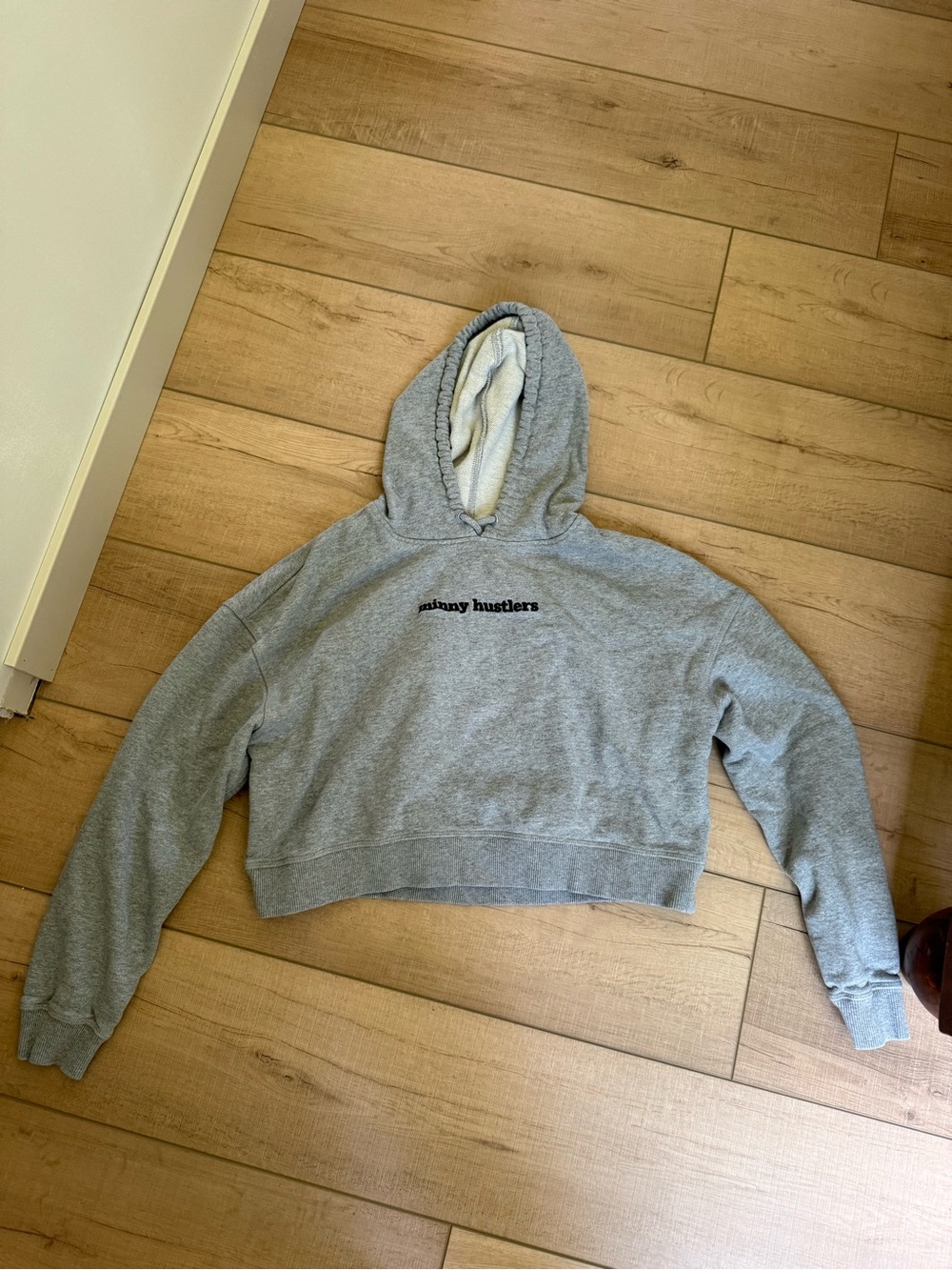 Minny Hustlers x Royalty Gray Cropped Hooded Sweatshirt